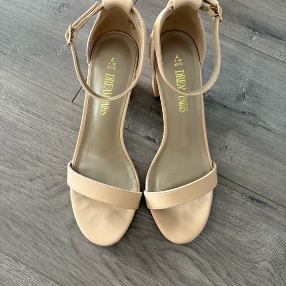 ❄️BF SALE❄️ Dream Pairs Nude Cream Strappy Block Heel Sandals - Picture 2 of 7